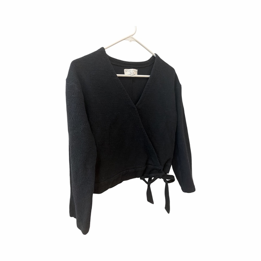 texture and thread by madewell black‎ cotton top